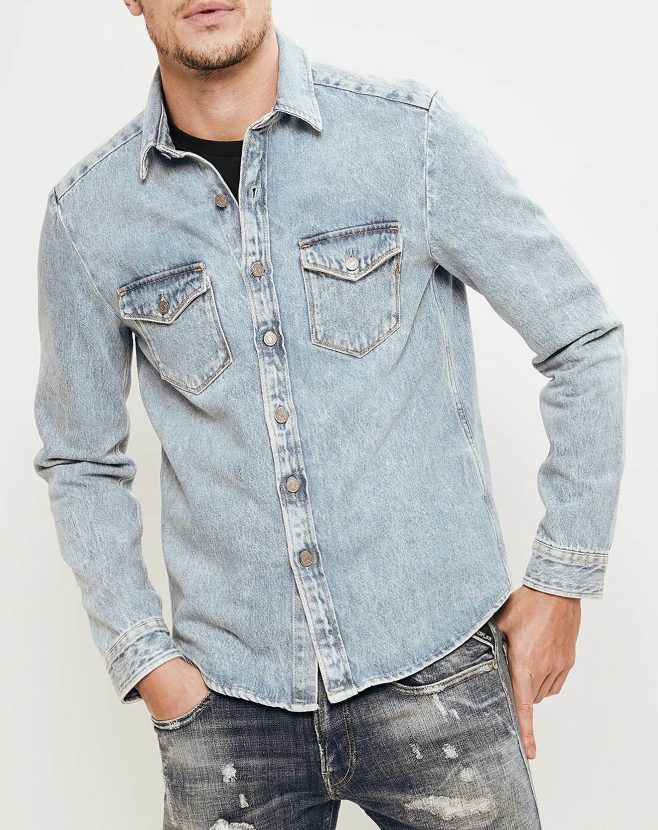 Replay Veste en denim Vintage bleu clair