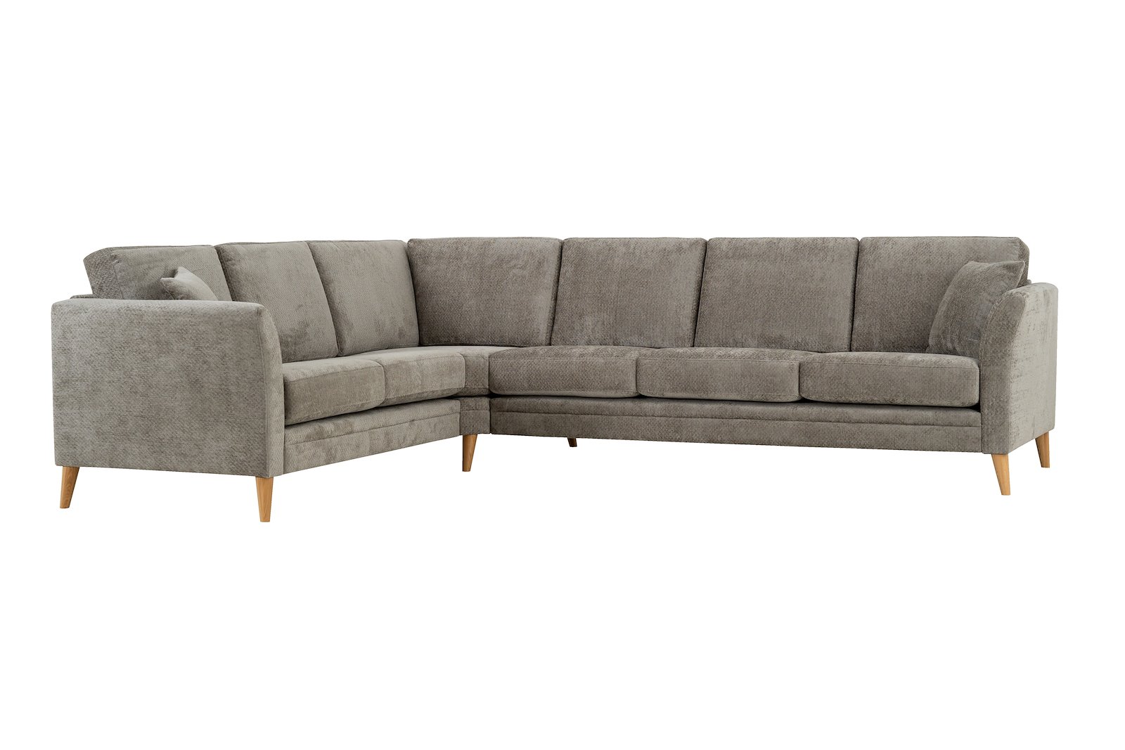 Eden hjørnesofa 23 hjørne i tekstil Movie 3/3 Warm Grey med ben i eik natur (15137).