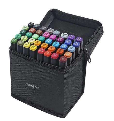 40-Pack - Merkepenner med etuier - Dobbeltsidig - Penner