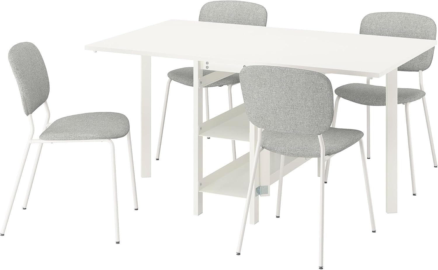 ProTuning VIHALS/VIHALS Tisch und 4 Stühle, Tortisch weiß/weiß Tibbleby beige-grau, 39/95/151x90cm