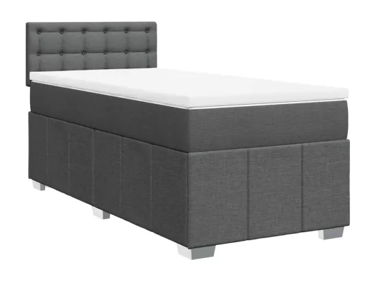 Sommier à lattes de lit et matelas Gris foncé 90x190 cm Tissu