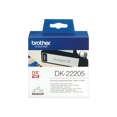 Brother DK-22205 - Ruban d'étiquettes auto-adhésives - 1 rouleau (62 mm x 30,5 m) - fond blanc écriture noire