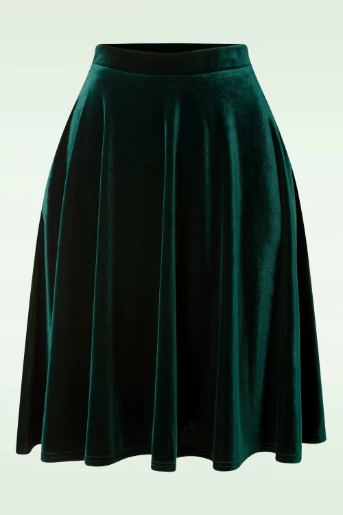 Vintage Chic for Topvintage Sheila swing rok in groen fluweel