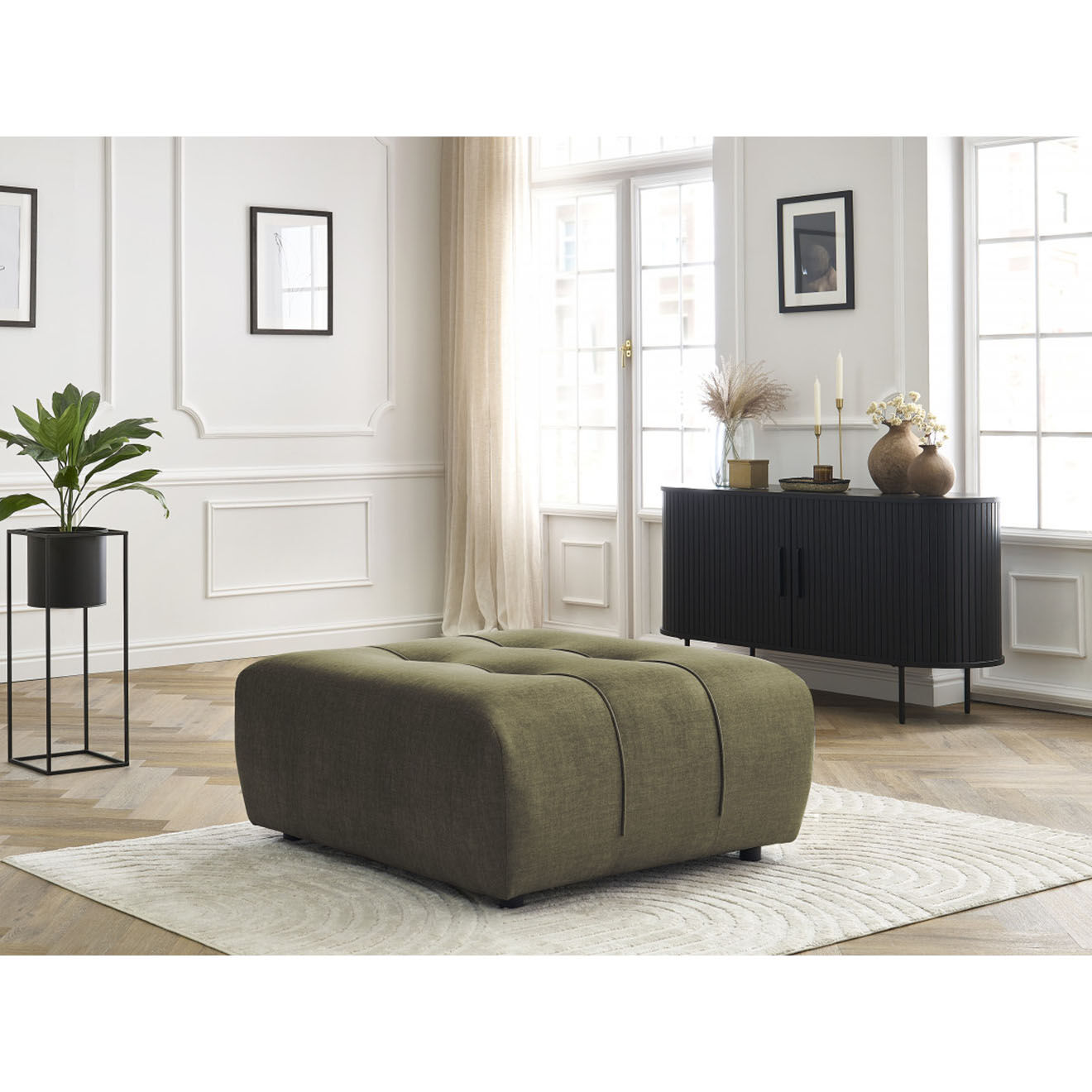 Bobochic Pouf en Velours Arsène vert - 100x100x45 cm