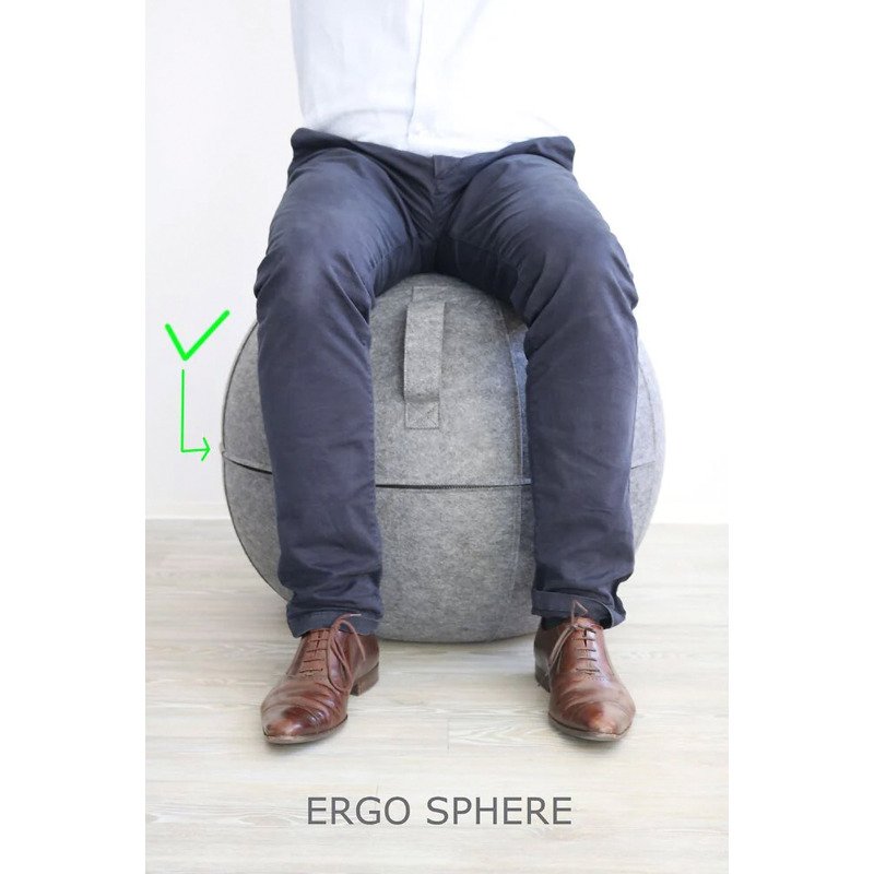 Siège ballon ergonomique Unilux Ø 65 cm Unilux Ergo Sphere en feutrine, gris