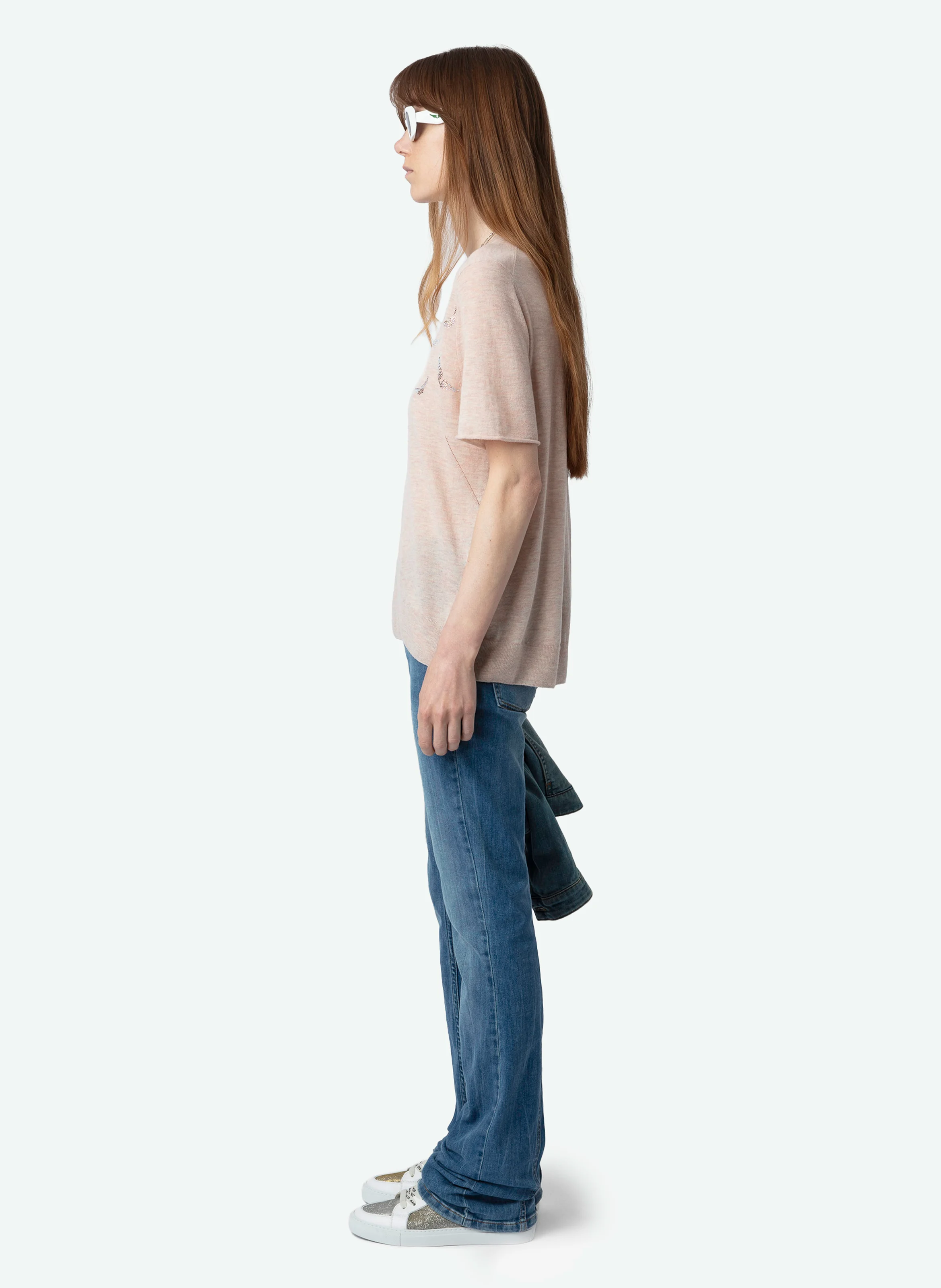 IDA - Tee-shirt droit col rond en cachemire | Rose