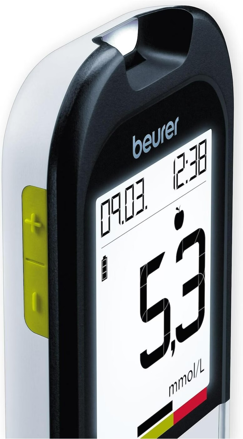 GL 48 Blutzuckermessgerät mmol/L mit Code-Freien Teststreifen / Streifenauswurffunktion (46367) - Schwarz / Weiss