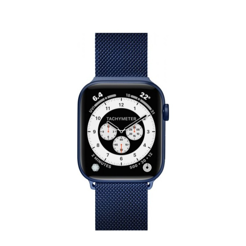 Steel Loop Apple Watch (49/46/45/44 mm) Edelstahl Magnet Milanaise Armband Gelenkumfang: 175-265mm (LT-AWL-ST-BL) - Blau