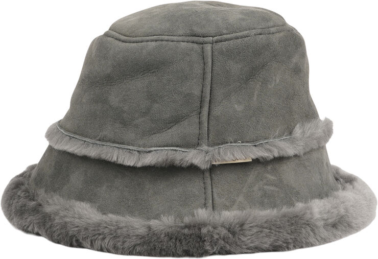 Lovelies SEMERU - DOUBLE FACE SHEARLING BUCKET HAT Dark grey