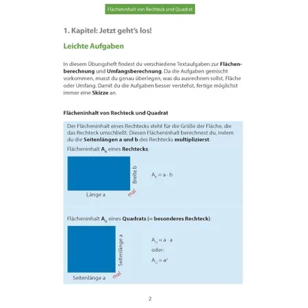 Hauschka Verlag Flächenberechnung Umfang und Fläche von Rechteck und Quadrat