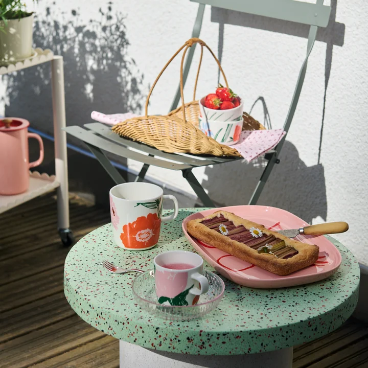 Marimekko - Oiva Puutarhakutsut Becher mit Henkel 400 ml, weiss / grün / orange