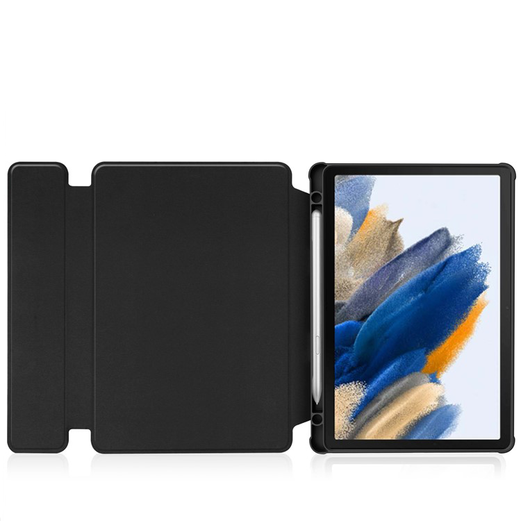 2in1 Samsung Galaxy Tab A9  Plus Leder Tasche mit Acryl Rückseite   Magnet Bluetooth Tastatur   S-Pen Halterung (QWERTY) - Schwarz