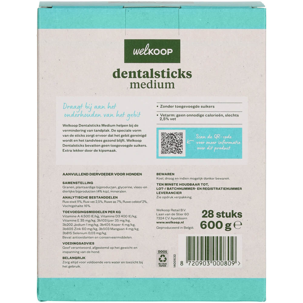 Welkoop - Dentalsticks Medium - 28 Stuks - kip - M