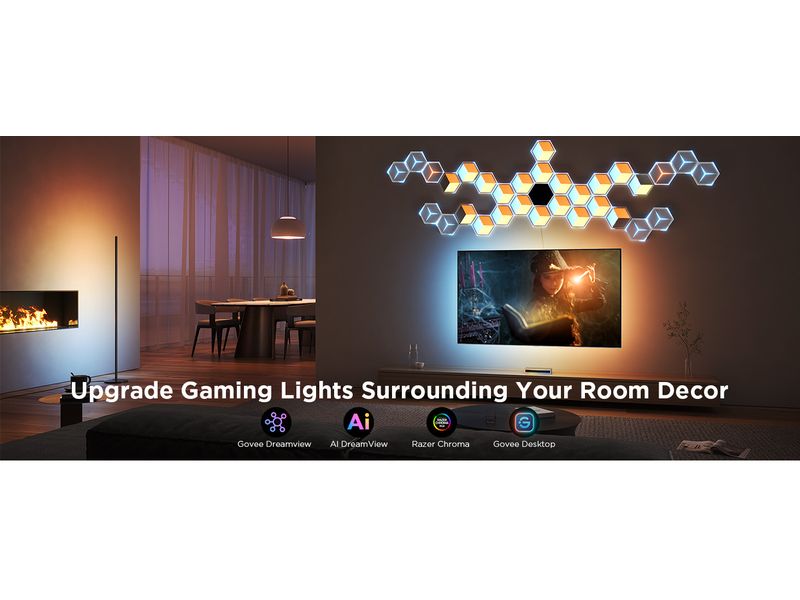 Govee Panelleuchte Glide Hexa Ultra, 7er-Pack, RGBIC Innovative 3D-Lichtpaneele