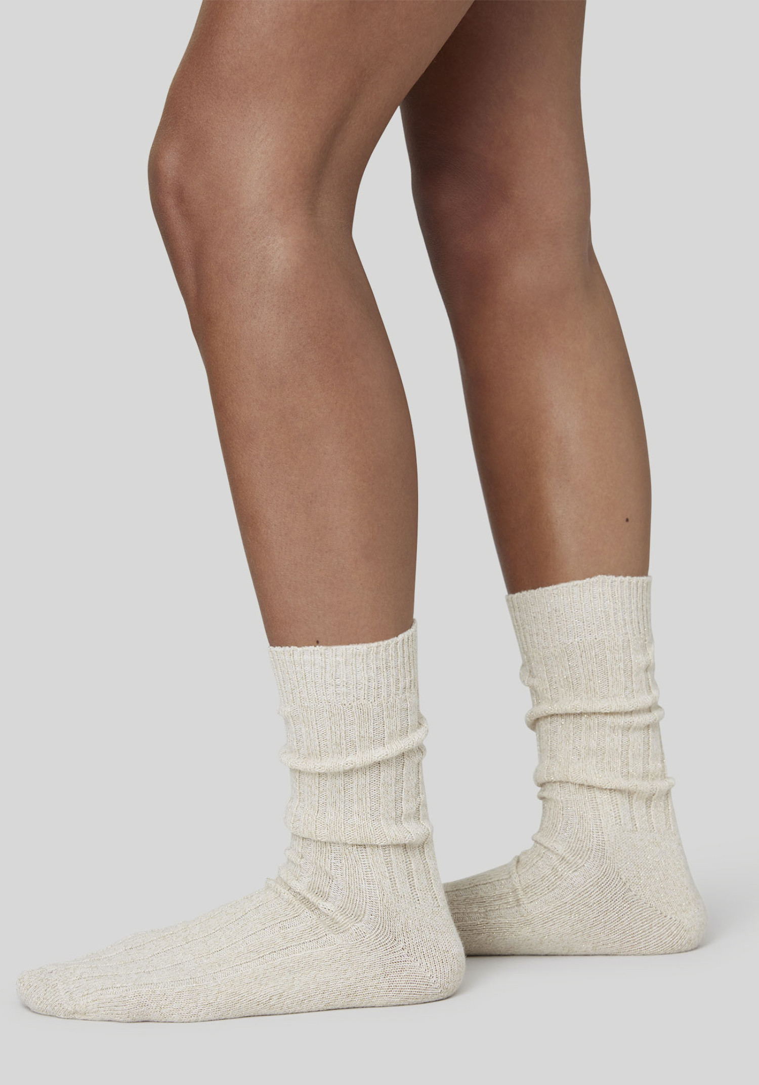 Swedish Stockings Socken Bodil Chunky Ivory/Gold Glitzer