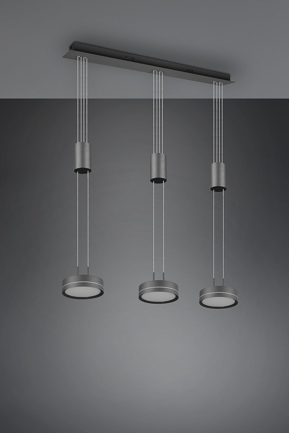 Trio Leuchten LED Pendelleuchte Franklin 326510342, Metall Anthrazit, inkl. 2x 9 Watt LED, Switch Dimmer