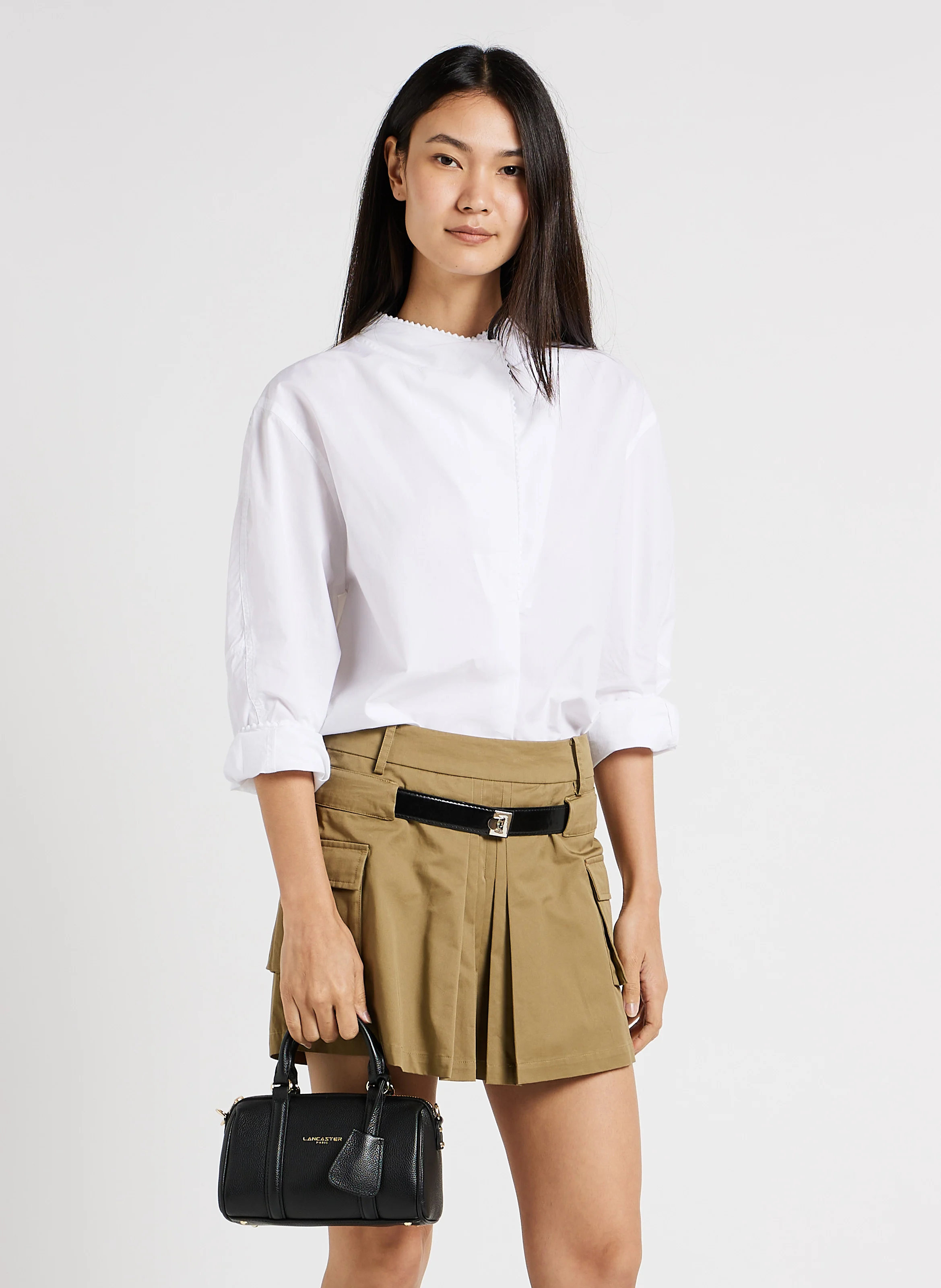 MILANO ANA - Petit sac polochon en cuir grainé| Noir