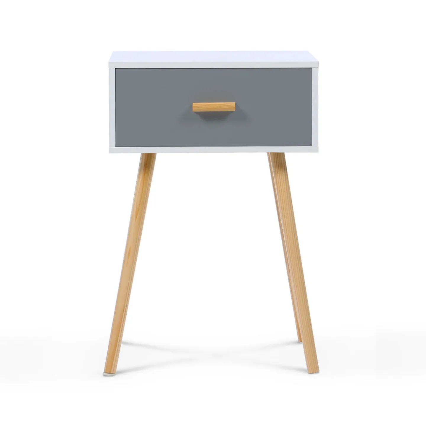 Lot de 2 tables de chevet EIYA scandinaves 1 tiroir bois blanc et gris