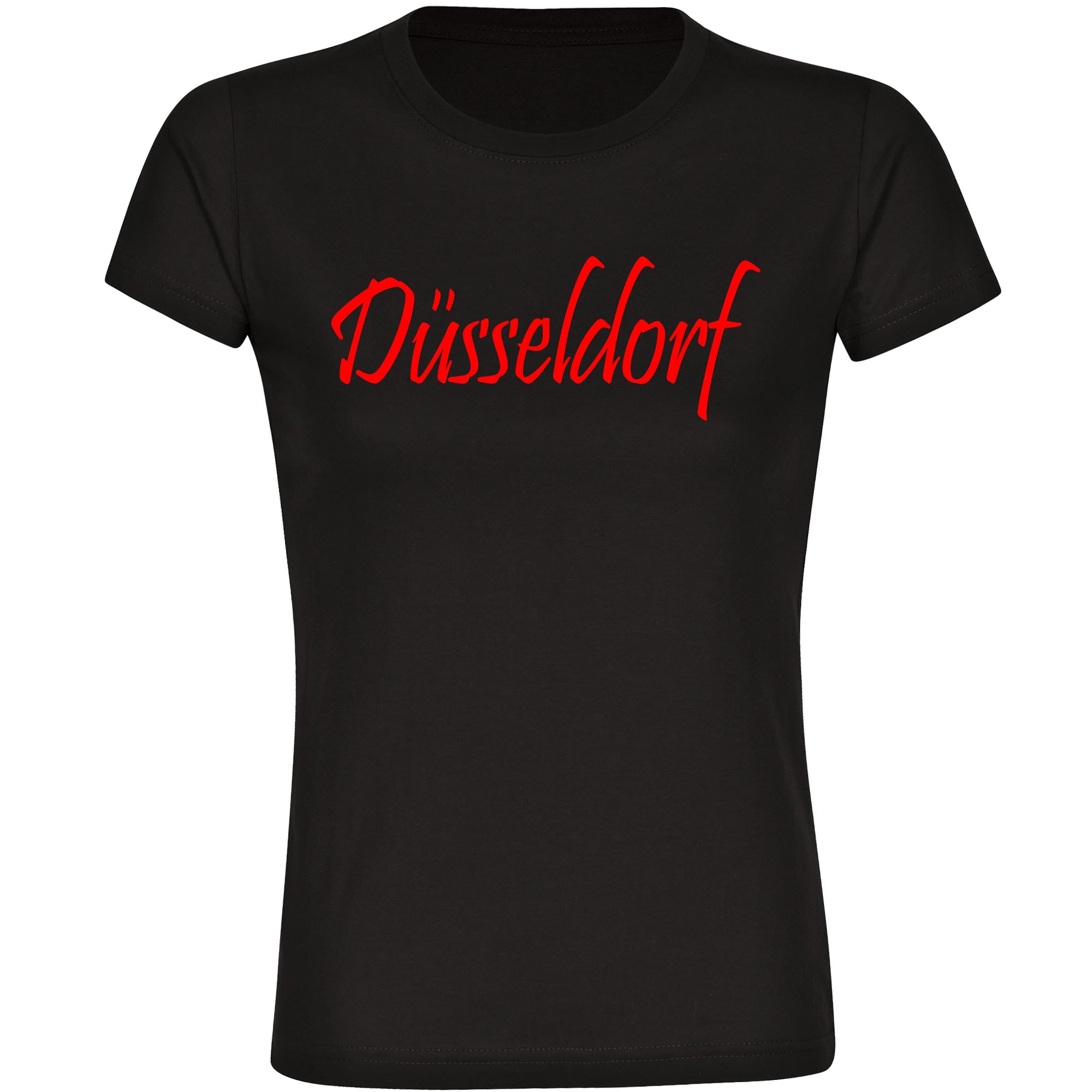 multifanshop® Damen T-Shirt - Düsseldorf - Schriftzug - Druck rot