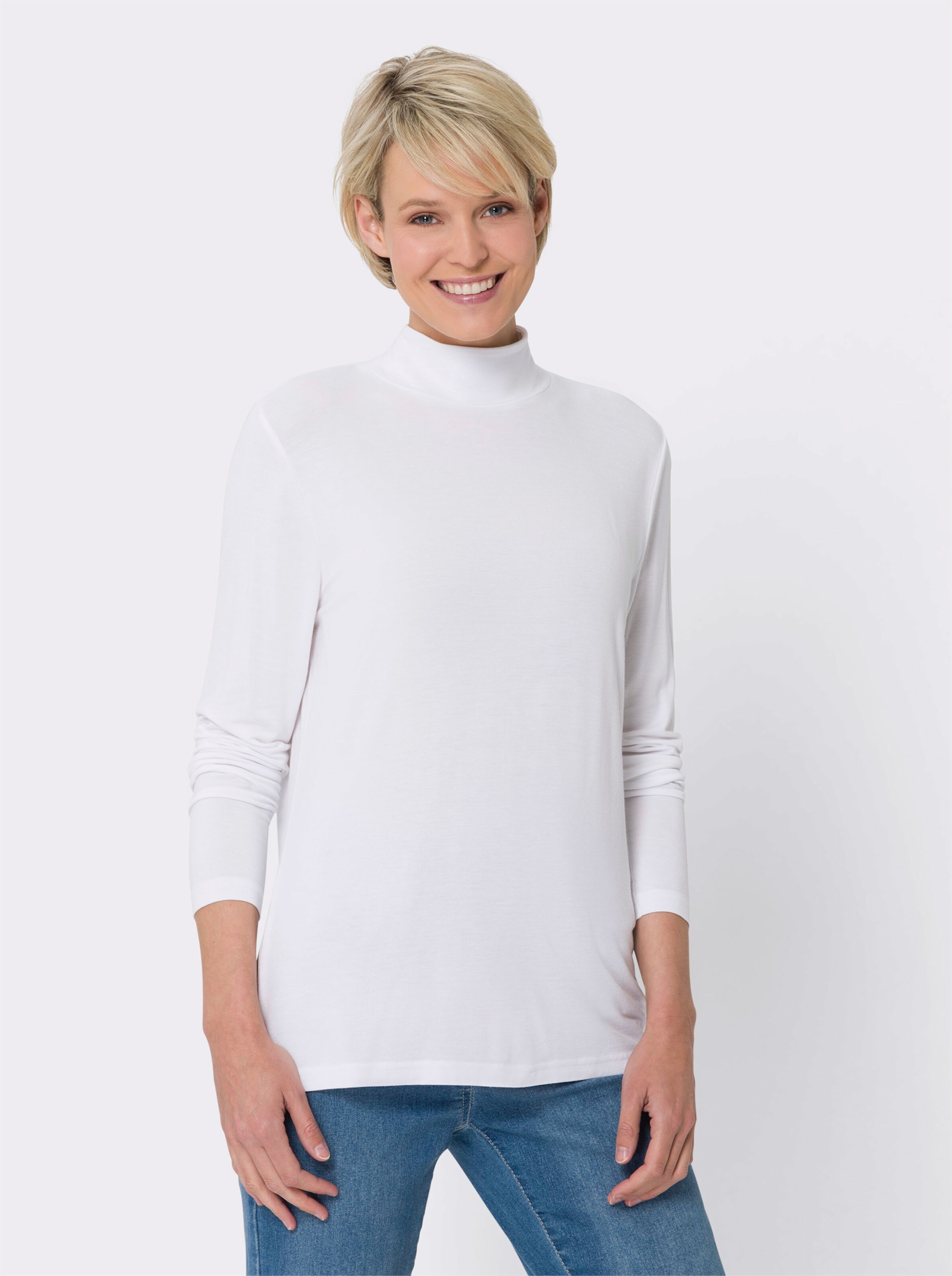 Stehkragenshirt in Viskose-Qualität