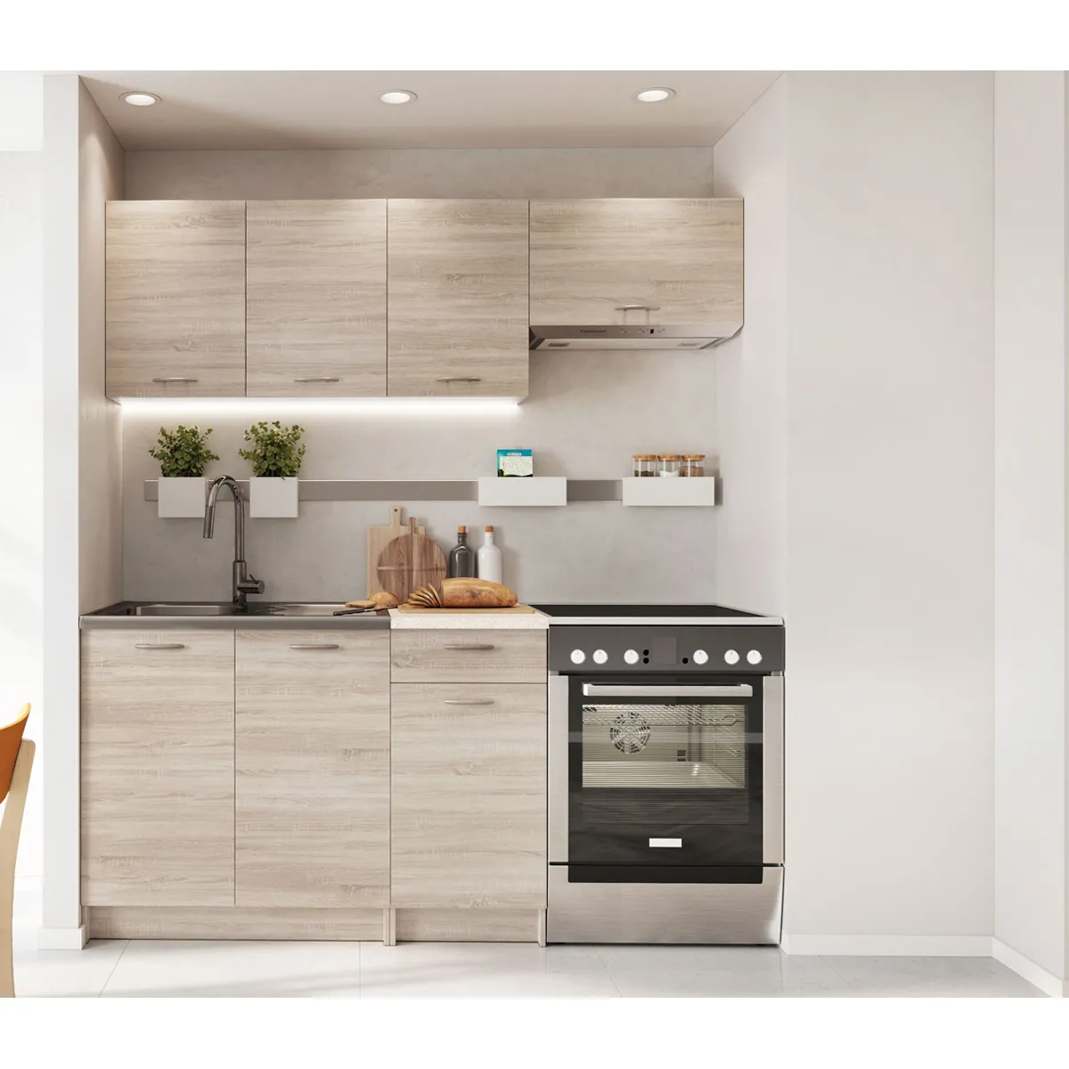 Cuisine Pegane Mila - Chêne Sonoma - 1m80
