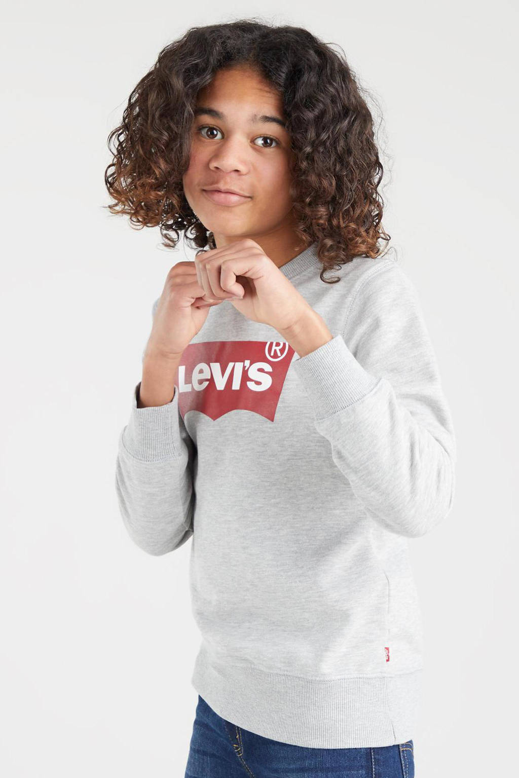 Levi's sweater Batwing met logo grijs melange