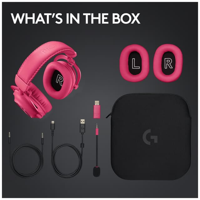 Logitech G Pro X 2 Lightspeed trådløst gaming-headset (pink)