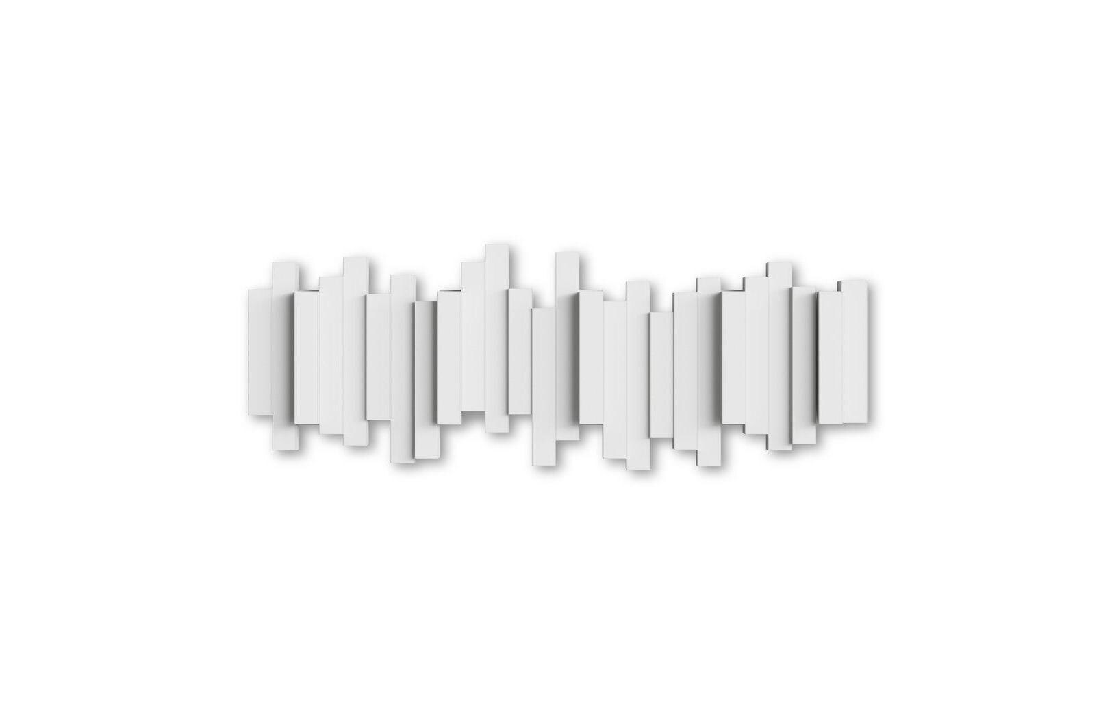 Wandgarderobe Sticks WeissGarderobenleiste mit 5 beweglichen Haken