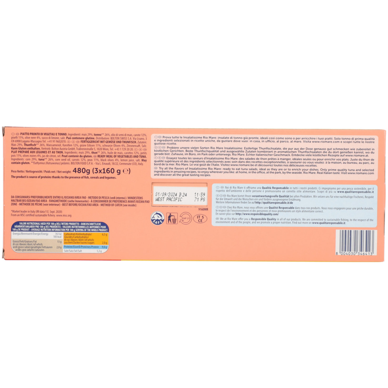Rio mare Insalatissime Thunfischsalat mit Mais 3x160g