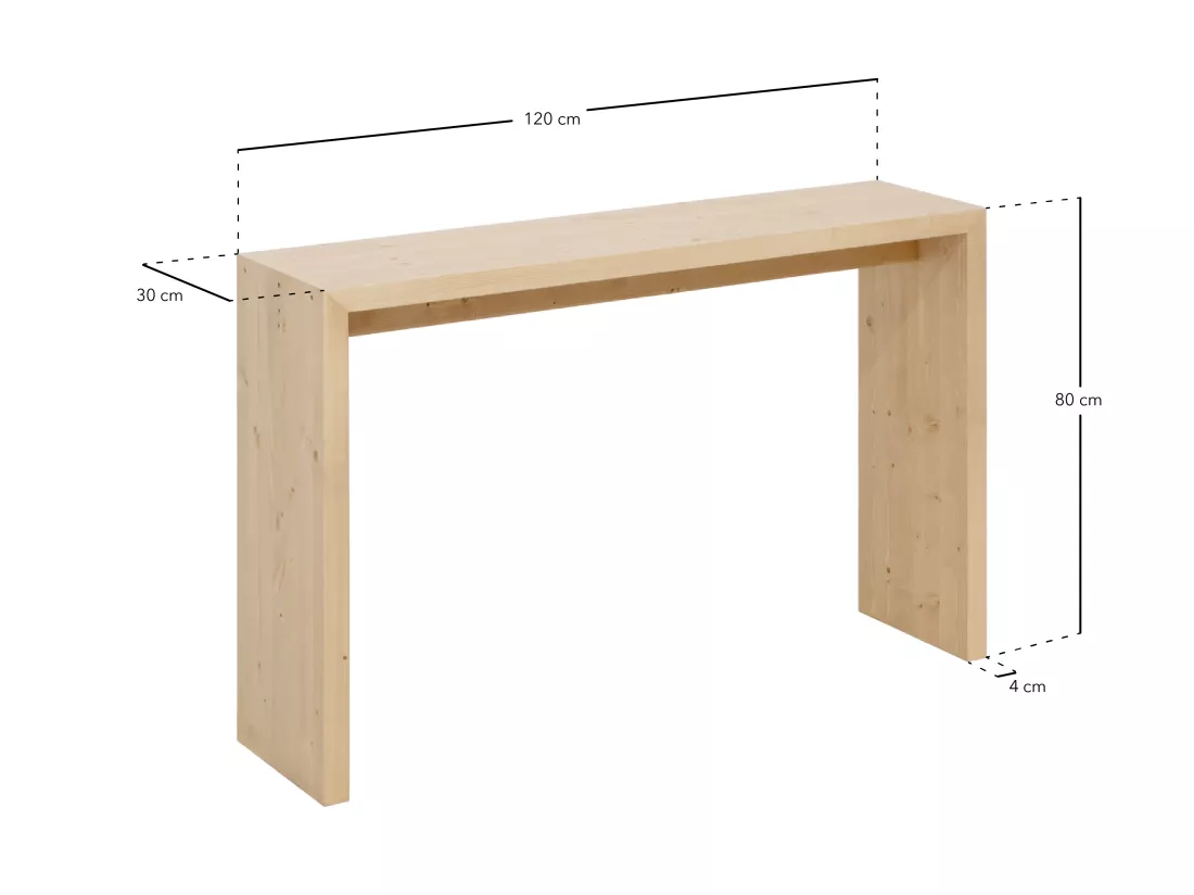 Console en bois de sapin ton vieilli 120x80cm - TELVA - DECOWOOD