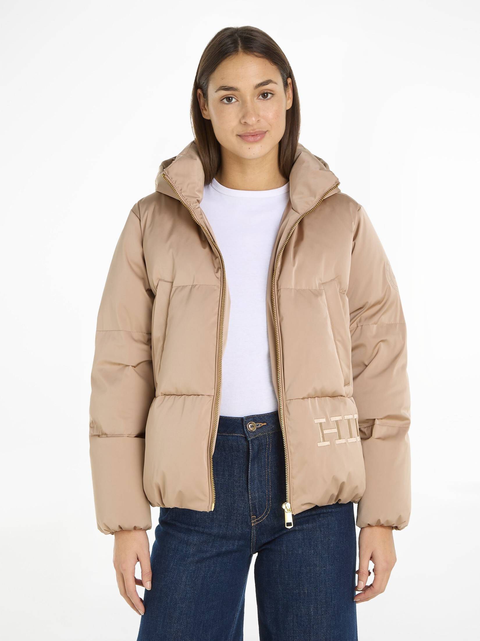 Tommy Hilfiger| Damen Daunenjacke mit Kapuze SATEEN HOODED DOWN JACKET