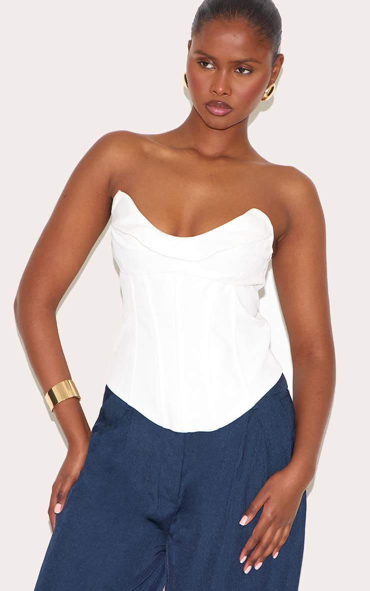 Blanc Corset Baleiné Tissé