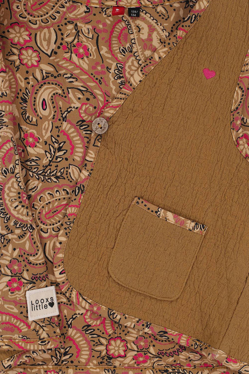 LOOXS reversible gilet met paisleyprint bruin/roze