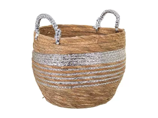 Panier en fibre naturelle marron 28x28x24h