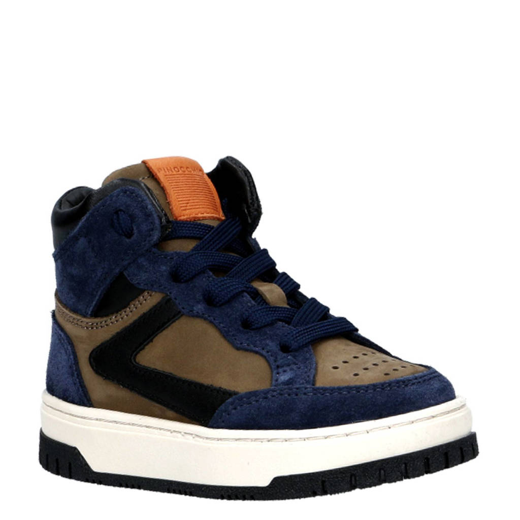 Pinocchio leren sneakers donkerblauw/taupe