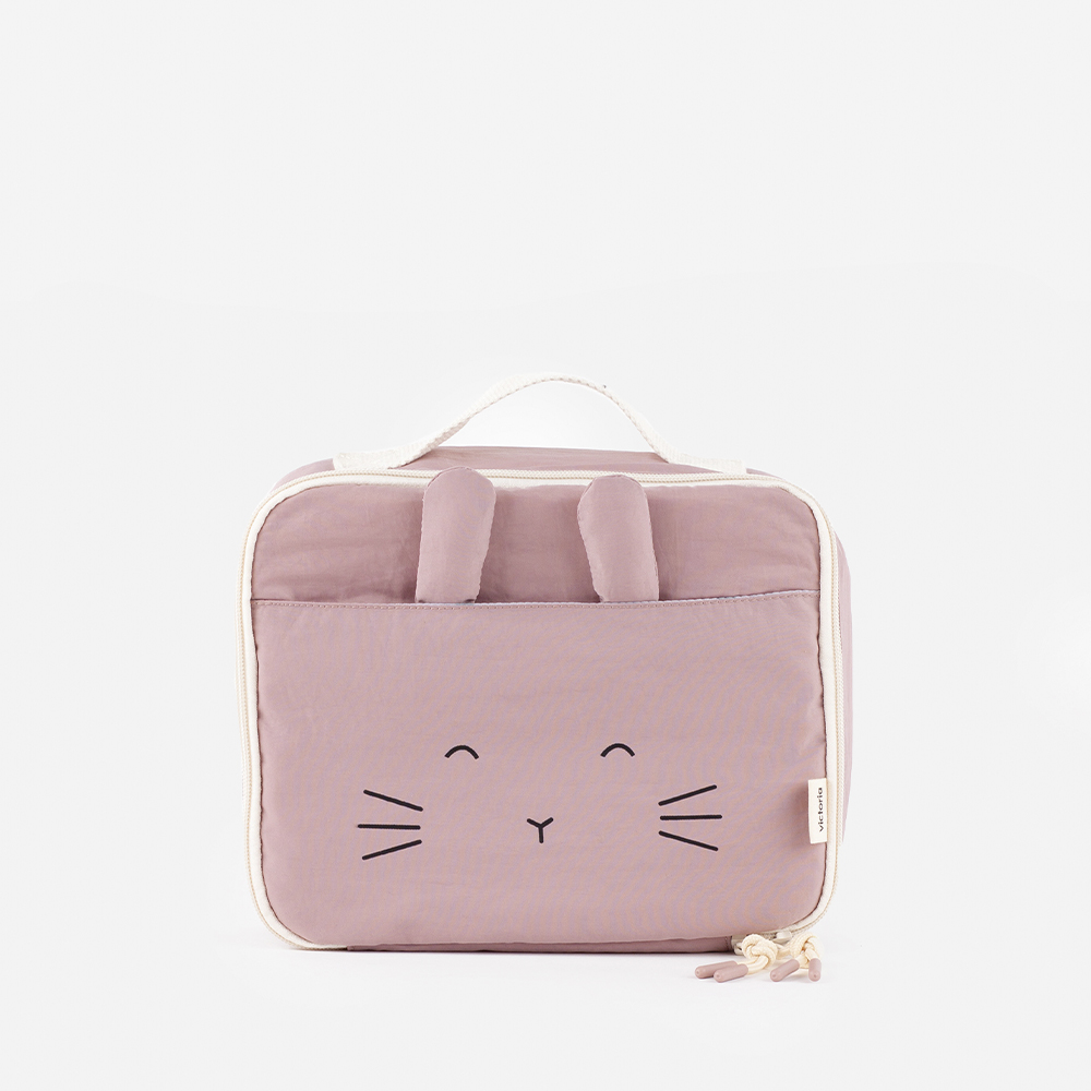 Bolsa térmica V. Things em nylon acolchoado com fecho de zíper e alça superior.