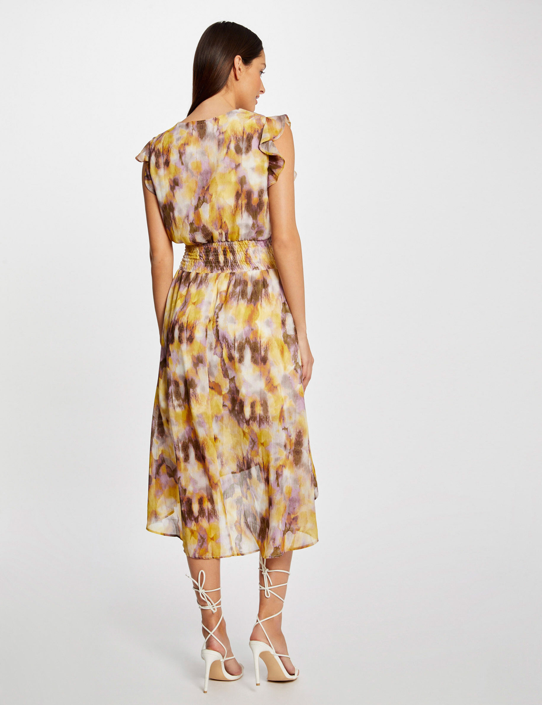 Robe midi cintrée imprimé abstrait multico femme - multico