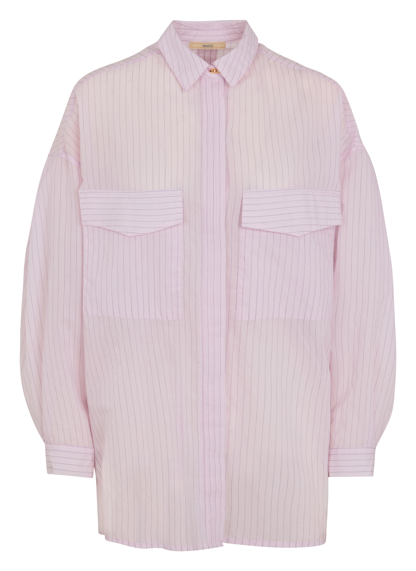 NAOSHIMA - Chemise col classique rayée en coton mélangé| Rose