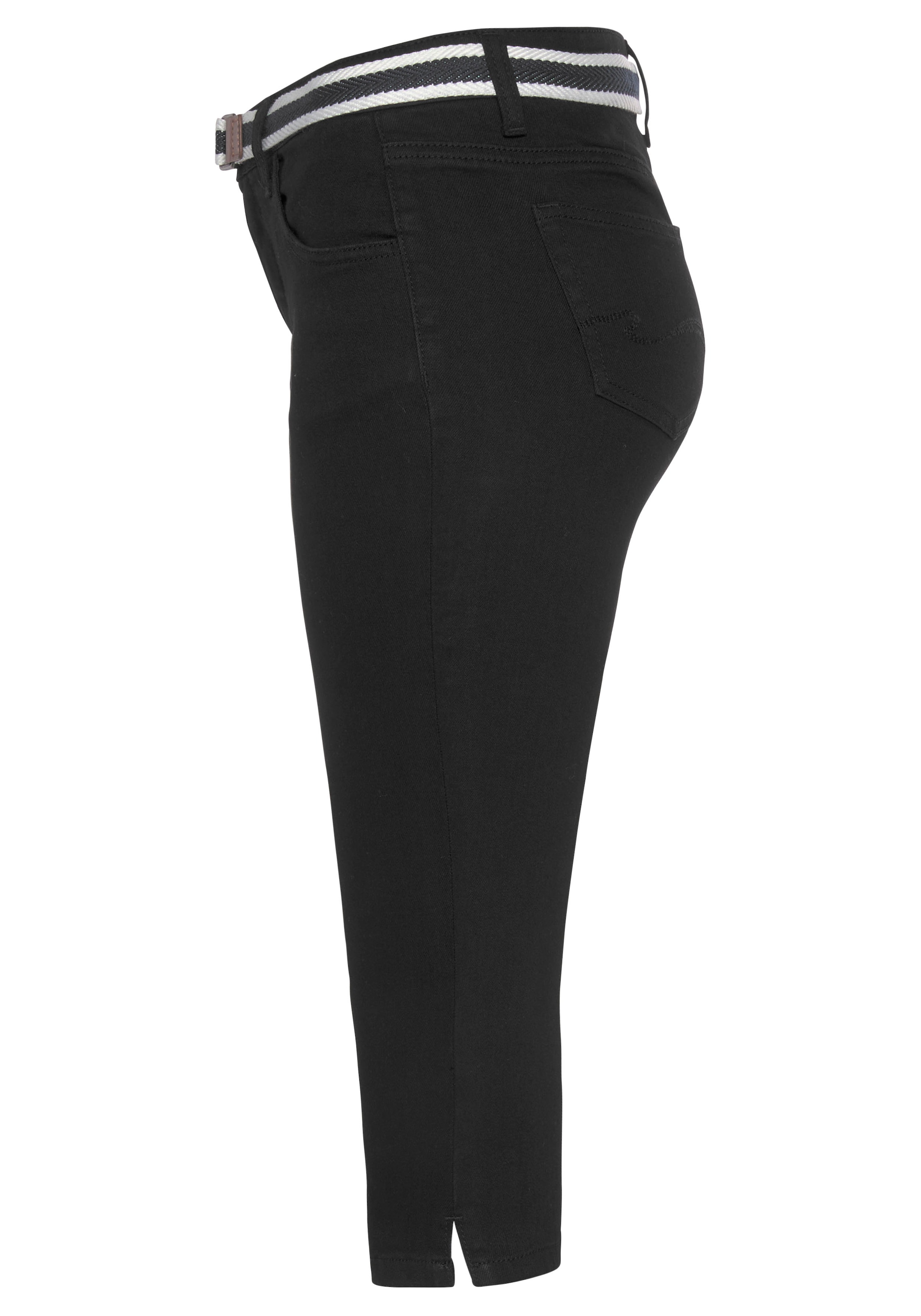 KangaROOS Caprijeans »CAPRI-JEANS mit Gürtel«, mit abnehmbarem Gürteler Set, Skinny Fit,  mit Schlitz,  normale Leibhöhe