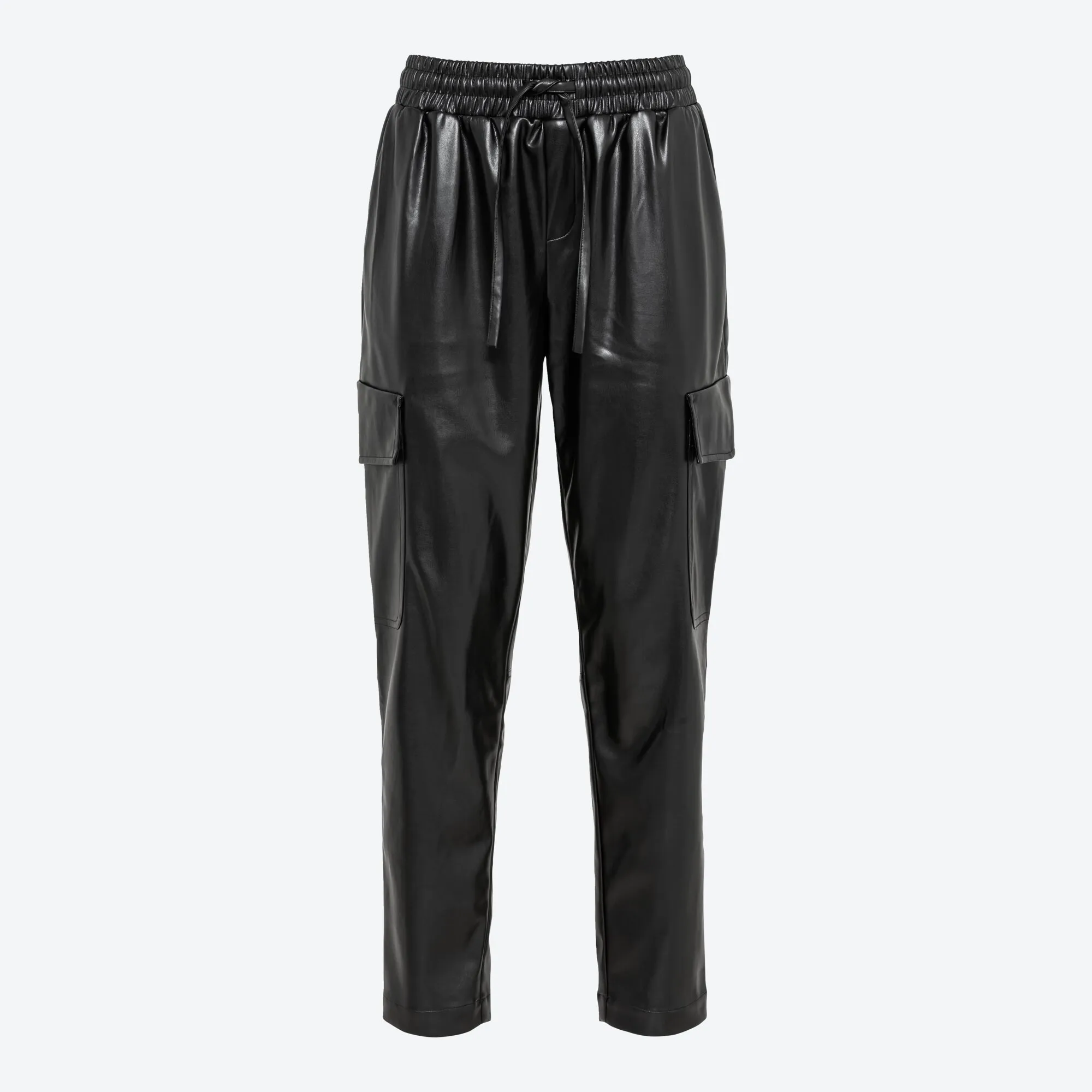 Damen-Cargohose in Kunstleder-Optik
