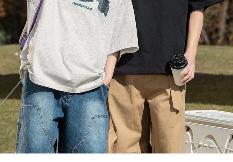 Really Point - Koppel bijpassende korte mouwen ronde hals drop shoulder nummering oversized T-shirt