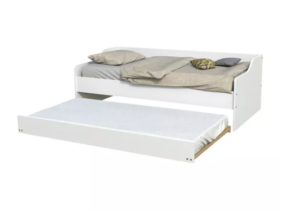 Lit gigogne SWEET 90x190 + 2 sommiers + 1 tiroir-lit / Blanc
