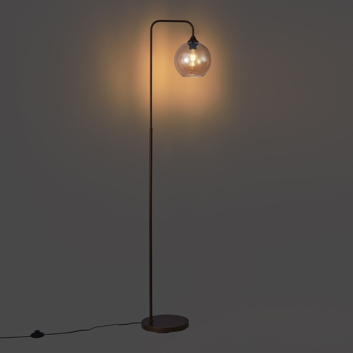 Art Deco vloerlamp donker brons met amber glas - Sandra