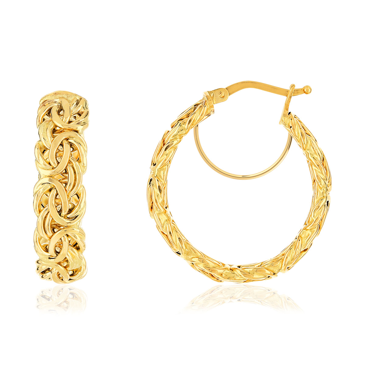 Créoles or 750 jaune maille royale 25 mm