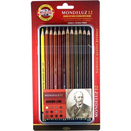 Koh-I-Noor Aquarell- Buntstifte 12er Set, Brauntöne im Metalletui