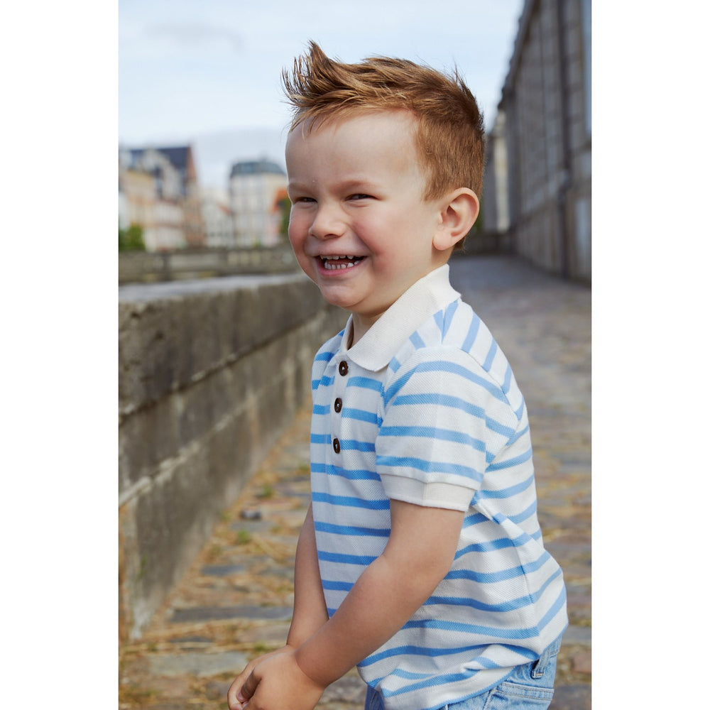 Køb COPENHAGEN COLORS Himmelblå Stripe Pique Stripe Poloshirt