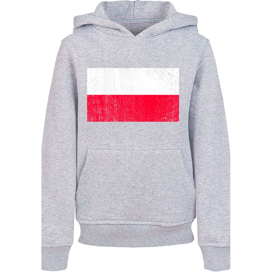 F4NT4STIC Hoodie Poland Polen Flagge distressed heather grey