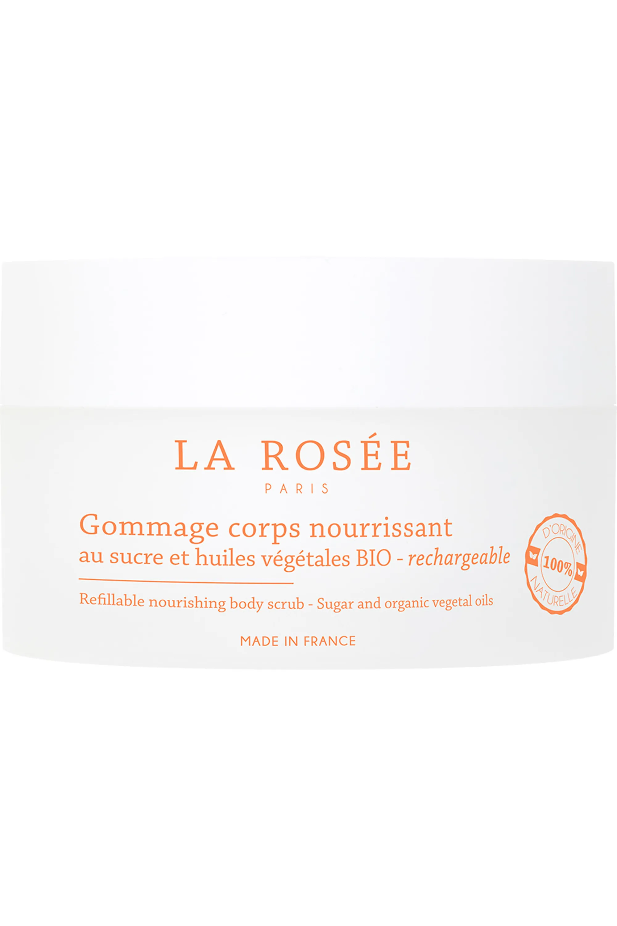 La Rosée Gommage corps nourrissant rechargeable au sucre et aux huiles végétales BIO-200 g