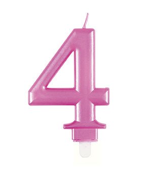 4 Jaar Kaars Roze 12cm