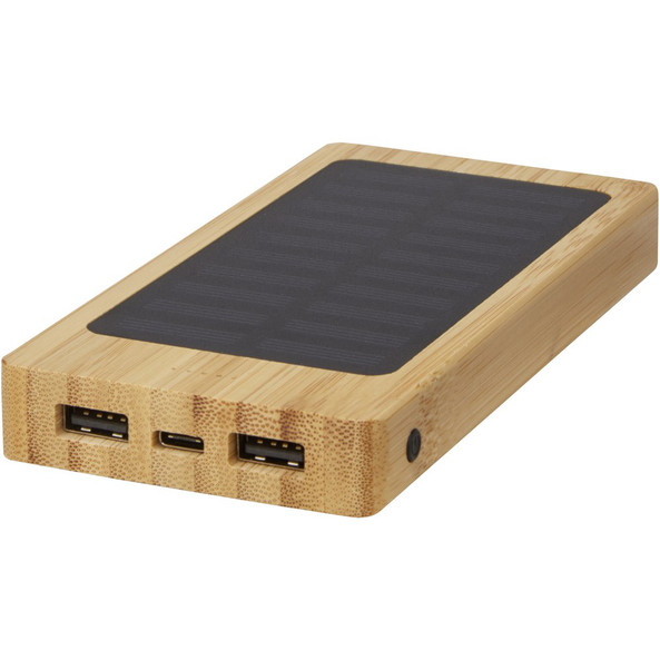 EgotierPro 124257 - Batterie de secours solaire Alata de 8 000 mAh en bambou